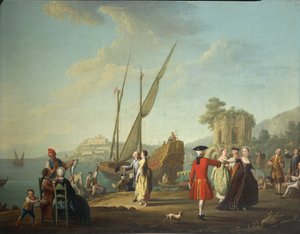 Baia'da Minuet, bugün Bacoli'nin (Napoli), Campi Flegrei bölgesinde, Pietro Fabris tarafından