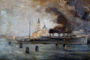 Venedik'teki Aziz Justus Kilisesi, Pietro Fragiacomo (1856-1922), panel üzerine yağlı boya, 39x58 cm
