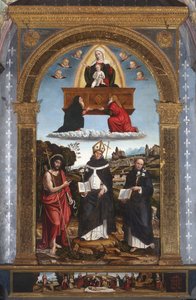 Azizlerle birlikte Madonna Odigitria: Vaftizci Yahya, Floransalı Antonino ve Tolentino