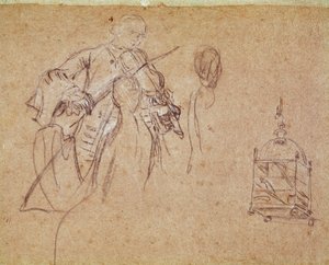 Bir kemancı (Kemancı) Çizimi Pietro Longhi (1702-1785) Venedik, Musee Correr by Pietro Longhi