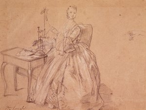 Dönen bir kadın (kağıt üzerinde mum boya ve beyaz tebeşir) by Pietro Longhi