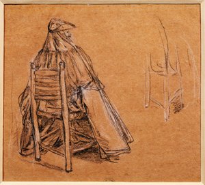 İtalya, Venedik, Maskeli Beyefendi (Gentiluomo con bautta), Pietro Longhi (1702-1785), çizim by Pietro Longhi