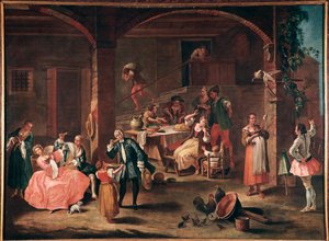 La merenda in Campagna (Kırsal kesimde atıştırmalık) Tablo Pietro Longhi (1702-1785) yaklaşık 1750 Dim 96x131 cm Venedik, Ca 