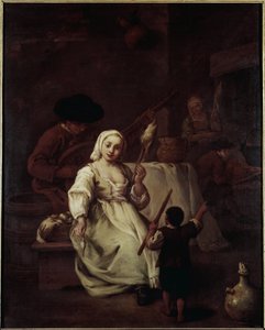 Spinner - Resim Pietro Longhi (1702-1785), tuval üzerine yağlıboya, 69x49 cm, yaklaşık 1750. Venedik, Querini Stampalia Vakfı by Pietro Longhi