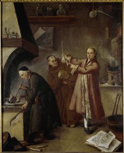 Simyacının laboratuvarı. Resim Pietro Longhi (1702-1785) Palazzo Ca 