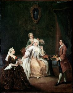 Kuaför (Kuaför) Resim Pietro Longhi (1702-1785) 1760 yakl. Dim 62x50 cm Venedik, Ca 