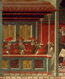 Karmelit kuralını onaylayan Honorius III, Pietro Lorenzetti (yaklaşık 1280-1348) tarafından Carmine için sunak predella