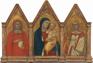 Nimet İsa ile Madonna ve Çocuk ve Melekler ile Aziz Mary Magdalene ve İskenderiyeli Catherine [tüm üçlü] by Pietro Lorenzetti