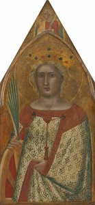 İskenderiyeli Aziz Catherine, bir Melekle [sağ panel], muhtemelen 1340. by Pietro Lorenzetti