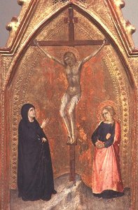 Meryem Ana ve İlahiyatçı Yahya ile Çarmıha Gerilme, c.1330 (panelde mizaç) by Pietro Lorenzetti