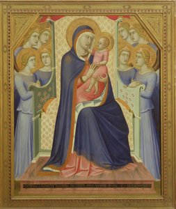 Meleklerle taçlandırılmış bakire ve çocuk, 1340 (panelde mizaç) by Pietro Lorenzetti