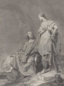 Kuyudaki İsa ve Samiriyeli kadın, kutsal kitabın 112 baskı serisinden..., 1743-63 by Pietro Monaco