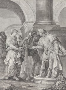 Daniel yaşlılarla tartışırken Susanna solda duruyor, 1732-50. by Pietro Monaco