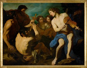 Apollo ve Marsyas arasında müzikal bir yarışma, 1631/32 civarında resmedilmiştir (tuval üzerine resim)