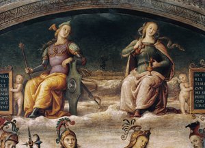 Cesaret ve Temperance, detay (fresk by Pietro Perugino