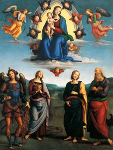 Madonna in Glory, yaklaşık 1500-1501, Pietro Perugino (yaklaşık 1450-1523), ahşap üzerine yağlı boya, 330x265 cm. by Pietro Perugino