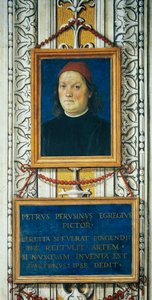 Kendi kendine portre ve başlık bloğu by Pietro Perugino