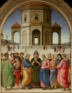 Bakirenin Evliliği Tablo Pietro Vannucci dit Il Perugino (Perugin) (1450-1523) 1504 Güneş. 2,36x1,86 m - Caen, Güzel Sanatlar Müzesi - Bakirenin Evliliği - Pietro Vannucci