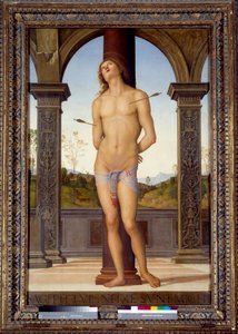 San Sebastian'ın Şehitliği Resim Pietro di Cristoforo Vannucci (Le Perugin veya Il Perugino) (1446-1523) 16. yüzyıl Güneşi 1.76x1.16 m - San Sebastian'ın Şehitliği (veya St Sebastian). Pietro tarafından Cristoforo Vannucci (Il Perugino veya Le) tar by Pietro Perugino