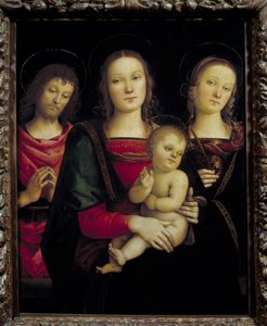 Vaftizci Yahya ve Azize Katerina Tarafından Çevrili Bakire ve Çocuk Tablosu Pietro Vannucci dit il Perugino (Le Perugin) by Pietro Perugino