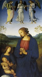 Bakire ve Melekli Çocuk, c.1496-1500 (tahta üzerine yağlı boya) by Pietro Perugino