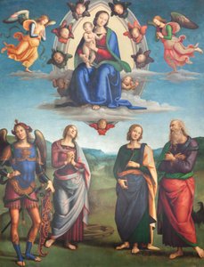 azizlerle görkem içinde çocuklu bakire by Pietro Perugino