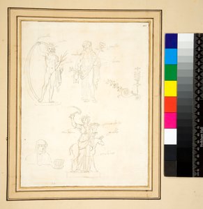 Üç figür taslağı (kalem) by Pietro Santi Bartoli