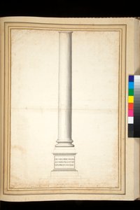 restore edilmiş olarak gösterilen Antoninus Pius sütunu (kalem ve gri yıkama)