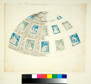 Villa Madama'nın tonozları (siyah tebeşir, bazıları tükenmez kalem ve kahverengi mürekkeple. sulu boya ile renklendirilmiş) by Pietro Santi Bartoli