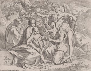 Melekler tarafından beslenen Kutsal Aile, ca. 1642-44. by Pietro Testa