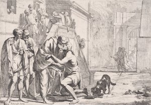 Müsrif oğlunun, oğlunu kucaklayan babanın bir diziden dönüşü,..., ca. 1645. by Pietro Testa