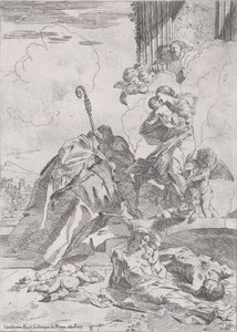 Üç Lucchese aziz Sts Nicholas Tolentino, Bari Nicholas ile aracılık ..., ca. 1630-31. by Pietro Testa