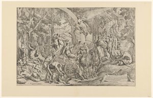Triomf van de schilderkunst op de Parnassus Affectus bir selamı ifade ediyor / hak ediyor / Parnassus zaferleri (nesne üzerinde başlık) by Pietro Testa