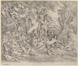 Cupids ile Bahçede Venüs by Pietro Testa