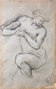 Erkek figürü, Gümüş Çağında Bacchus Çalışması fresk by Pietro da Cortona