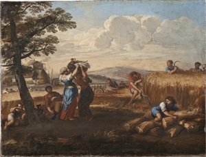 Hasat sahneli manzara - Hasatlı Manzara, Cortona, Pietro da (1596-1669) (Pierre de Cortona). Tuval üzerine yağlıboya. Boyut: 50x65cm. Ulusal Müze Stockholm by Pietro da Cortona