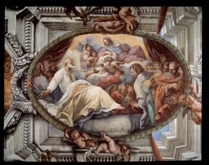 Pietro da Cortona (Peter of Cortona) tarafından çevredeki bakir Fresk