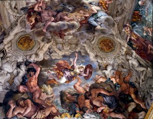 İlahi Takdirin Zaferi Cortona Taşı (Pietro Berrettini dit Pietro da Cortona) resminin detayı