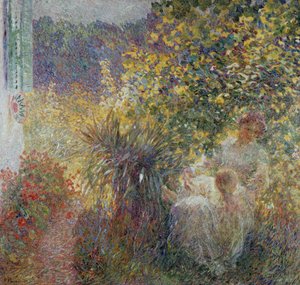 Anne ve oğlu bahçede by Plinio Nomellini