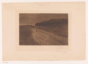 Bir fundalık yolda çoban ile koyun sürüsü by Pol Craps (signed by artist)