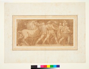 Roma Zaferi Parçalı Friz (kalem ve kahverengi mürekkep ve kahverengi yıkama) by Polidoro da (after) Caravaggio