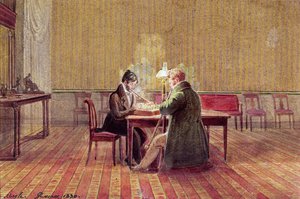 Adam Bernard Mickiewicz (1798-1855) bir arkadaşıyla satranç oynuyor, 1830 by Polish School