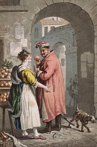 Varşova'da portakal satıcısı, c.1810 (renkli gravür) by Polish School