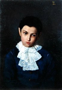Dantel yakalı bir çocuk portresi (tuval üzerine yağlı boya) by Polish School