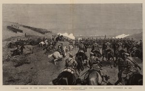 Prens Alexander ve Bulgar Ordusu tarafından Servian Frontier Geçidi, 24 Kasım 1885 (gravür) by Polish School