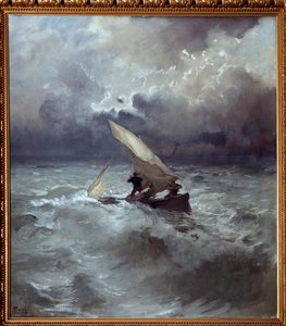 Tempete en mer (Denizde Fırtına) Tablo Pompeo Mariani (1857-1927) 1898 Dim 145x135 cm Genler, Galleria d