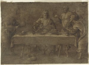 Emmaus'ta yemek by Pomponio Amalteo (attributed to)