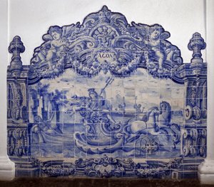 Su alegorisi - Azulejos, boyalı çanak çömlek by Portuguese School