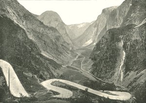 Zig-Zag yolu ve Şelaleler, Stalheim, Norveç, 1895.