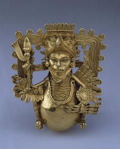 Çan kolye, Kolomb öncesi sanatta Kartal Savaşçısı Şeklinde, Geç 15. yüzyıl. - Altın, H 9 - Devlet İnziva Yeri, St. Petersburg by Pre Columbian